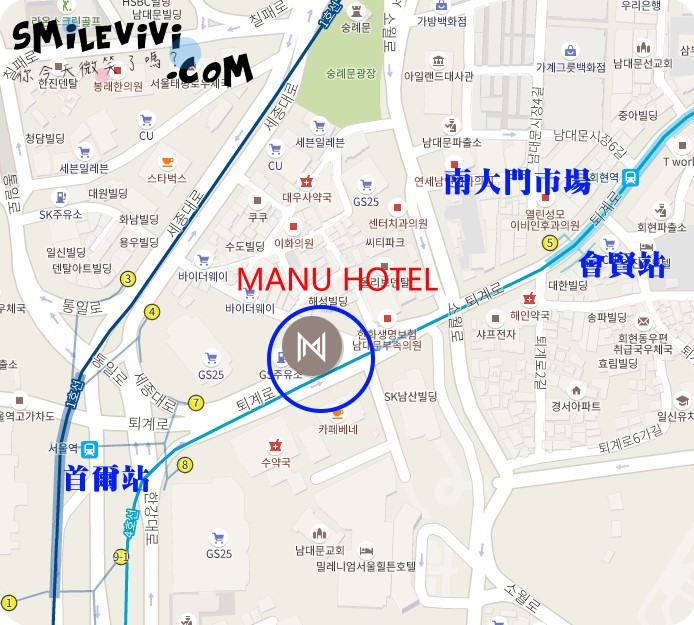 首爾南大門住宿∥Maru Hotel(마누호텔;瑪魯酒店)，兩小床，門口就是7017︱南大門飯店︱首爾飯店︱近首爾車站、南大門市場 1 MARUMAP.jpg%20 %2038459022636